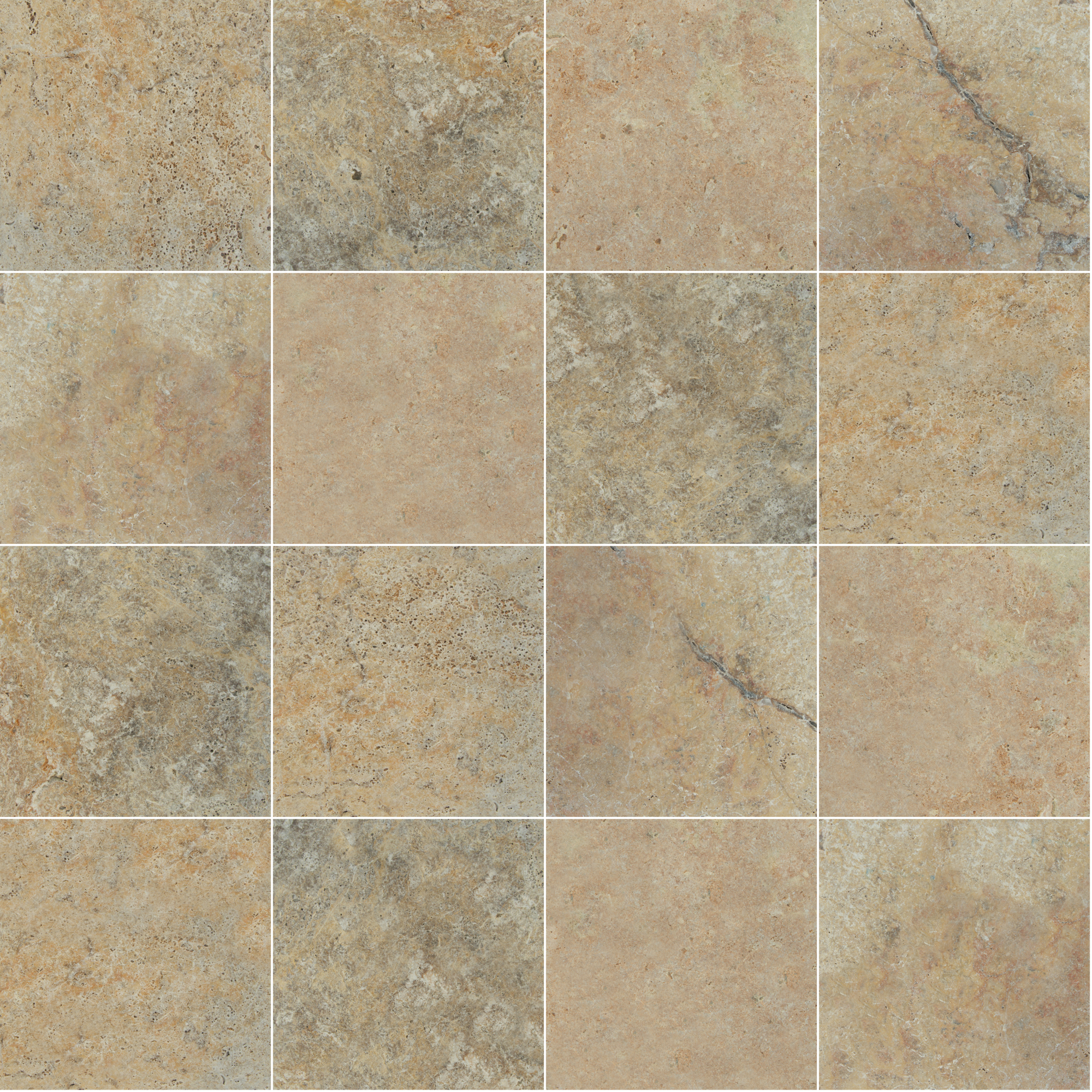 Ackland Marzana Aurelia Tumbled Travertine Paver Tile — 16in. x 16in., Natural Stone, Model# NTE-LSC-157